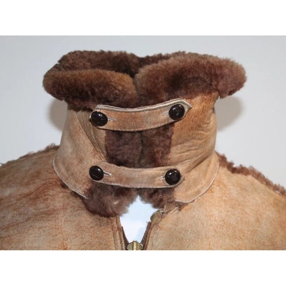 Vintage Brown Sheepskin Western Marlboro Man Shearling Fur Jacket Coat Men's 46 - Picture 6 of 14